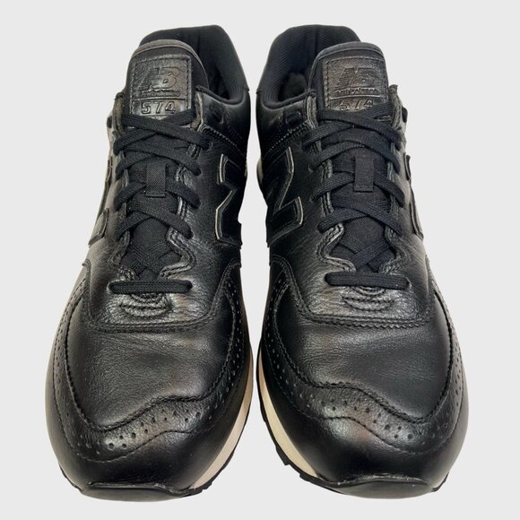 New Balance Classic 574 Mens Black White Sneakers sz 15 Wide 2E Premium Leather main image 8